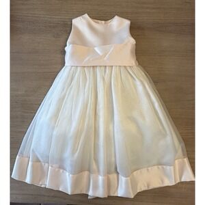 Susanne Lively Designs Girls Formal SILK Dress White & pink 4t 4 Wedding Easter